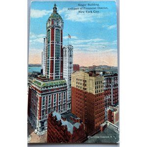 Singer Building Financial District New York City Manhattan Postcard Souvenir